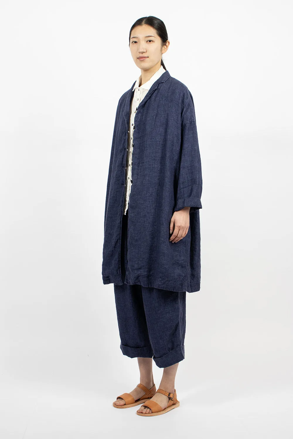 45_33 Linen Easy Coat Navy