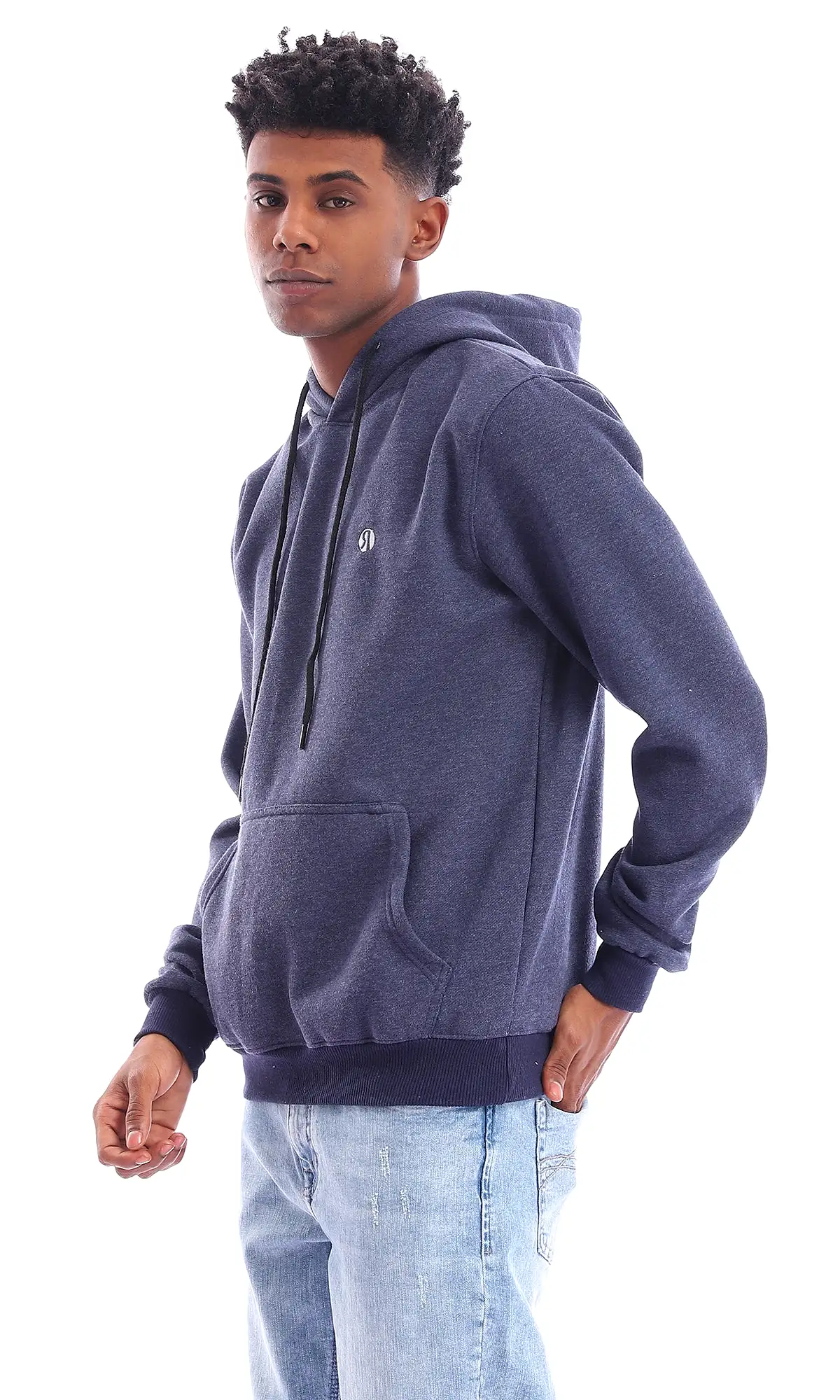 96052 Front Kangaroo Pocket With Full Sleeves Hoodie - Navy Blue