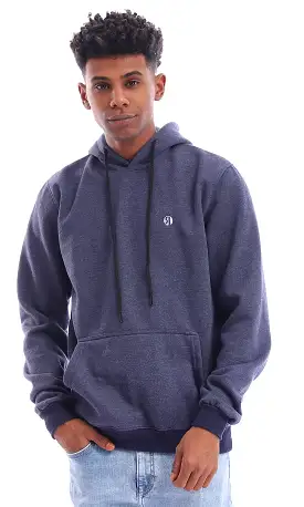 96052 Front Kangaroo Pocket With Full Sleeves Hoodie - Navy Blue