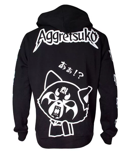 Aggretsuko Sleeves Faces Black Hoodie | TLC