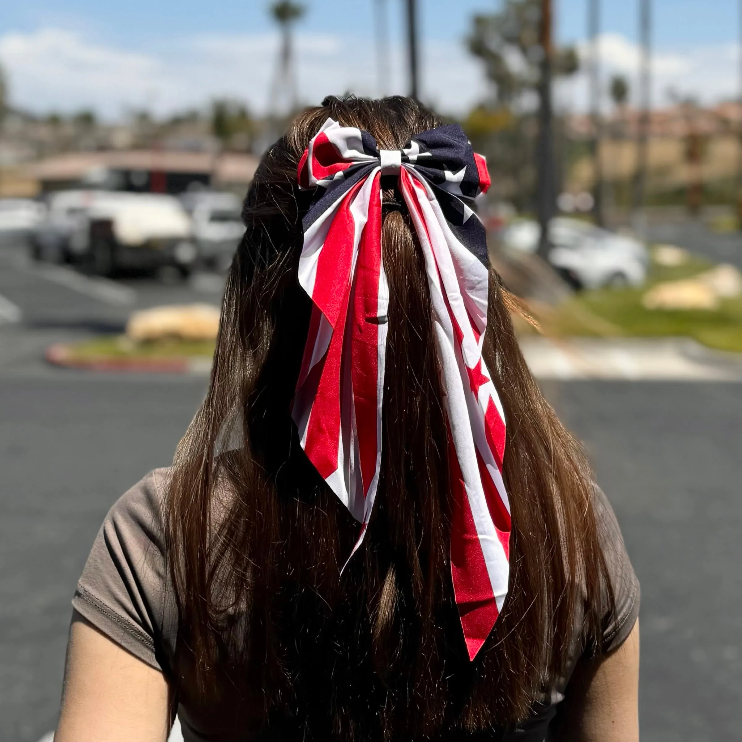 American Flag Clip Bow