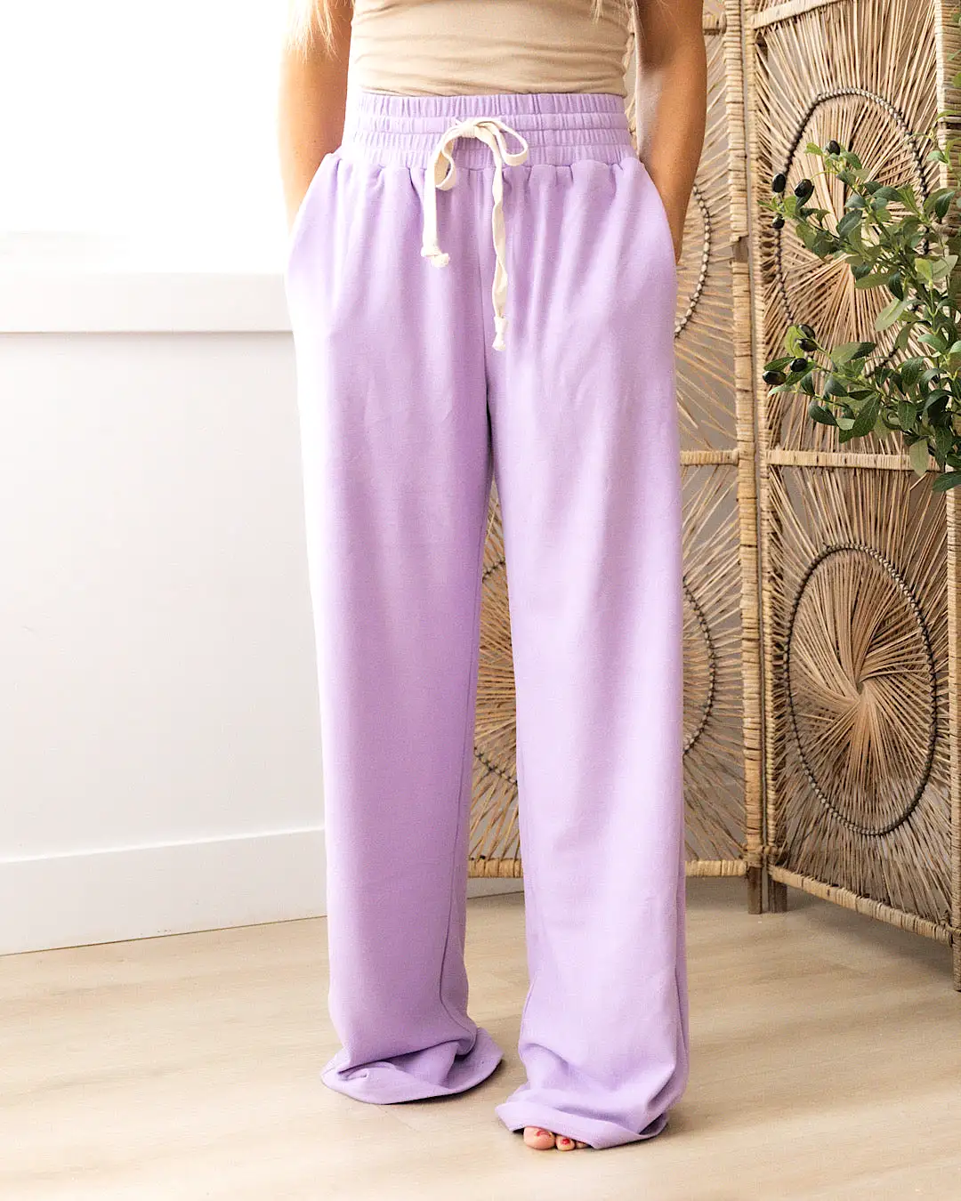 Ampersand Ave Performance Fleece Wide Leg Comfy Pants - Wisteria