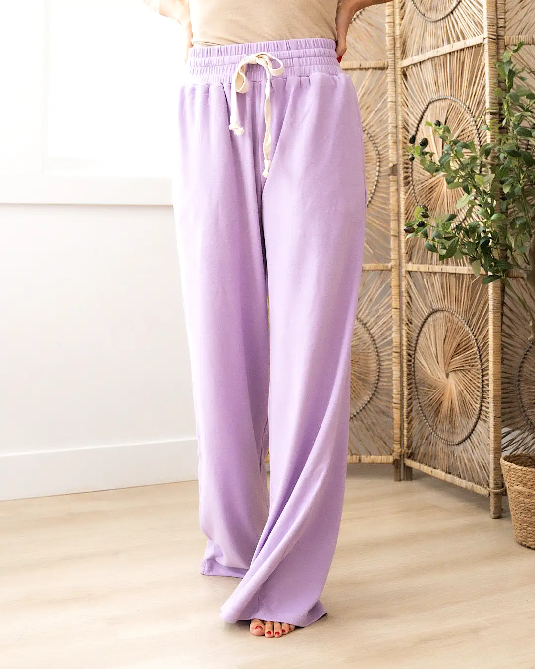 Ampersand Ave Performance Fleece Wide Leg Comfy Pants - Wisteria