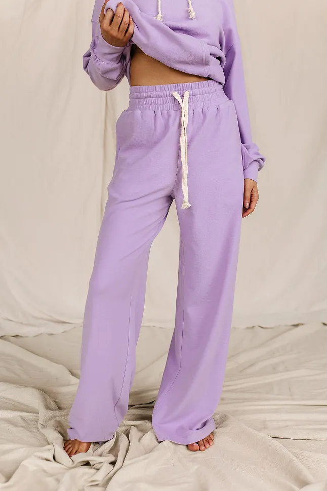 Ampersand Avenue Performance Fleece Free Time Wide Leg Comfy Pant - Wisteria