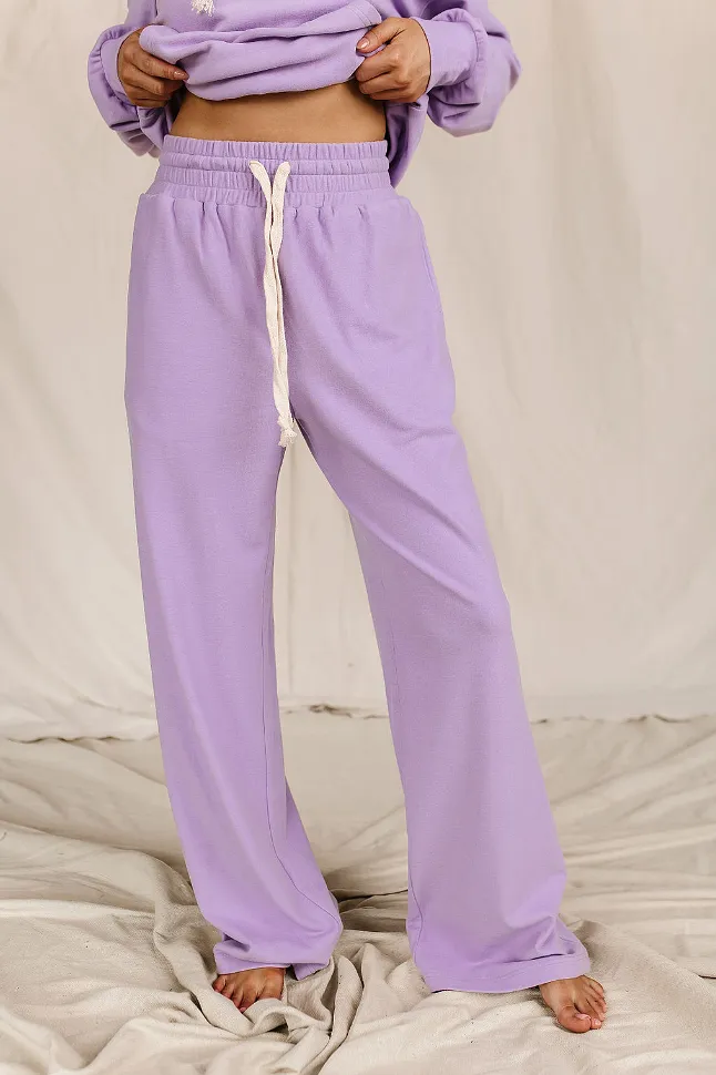 Ampersand Avenue Performance Fleece Free Time Wide Leg Comfy Pant - Wisteria