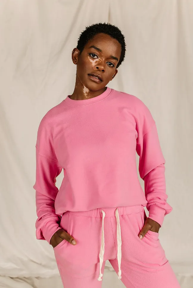 Ampersand Avenue Performance Fleece University Pullover - Pink Tulip