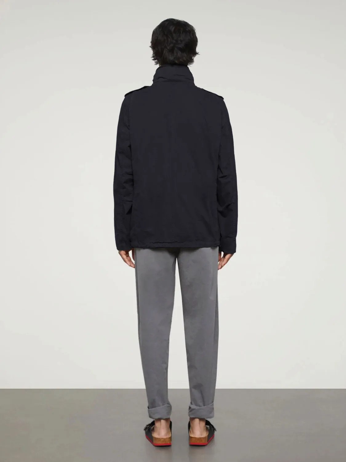 Aspesi Cotton Gabardine Mini Field Jacket Navy Blue