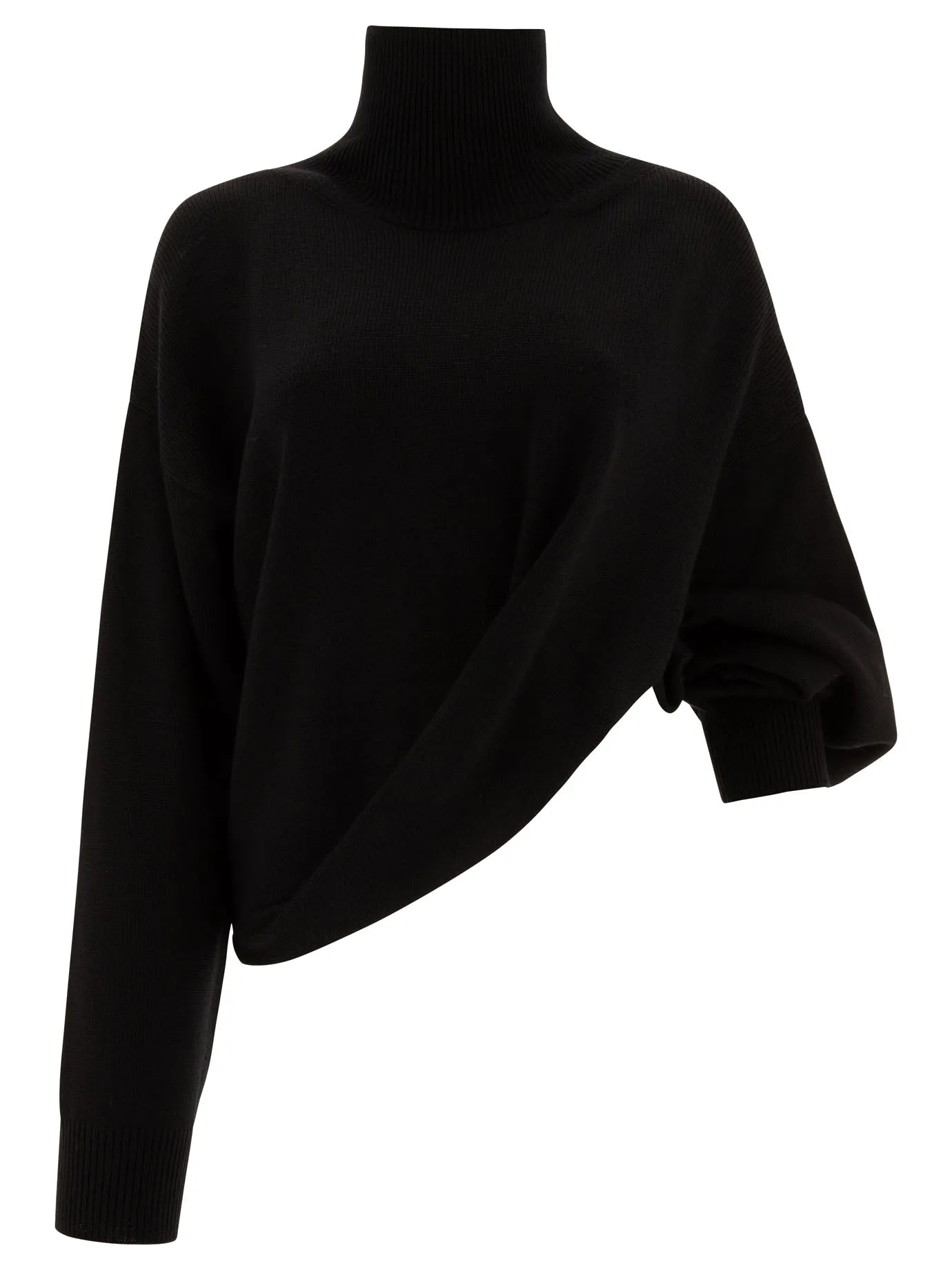 Asymmetric Turtleneck Sweater Knitwear Black