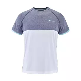 Babolat Boy's Play Crew Neck Tee [White/Heather Blue]