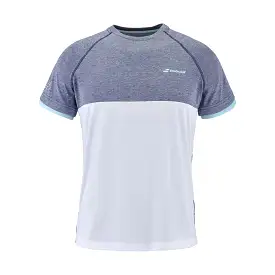 Babolat Boy's Play Crew Neck Tee [White/Heather Blue]