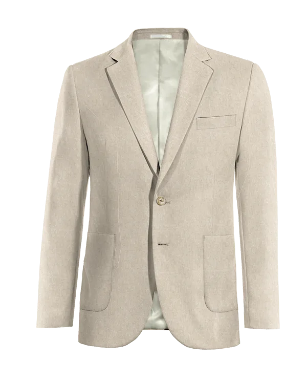 Beige linen essential Jacket with patched pockets