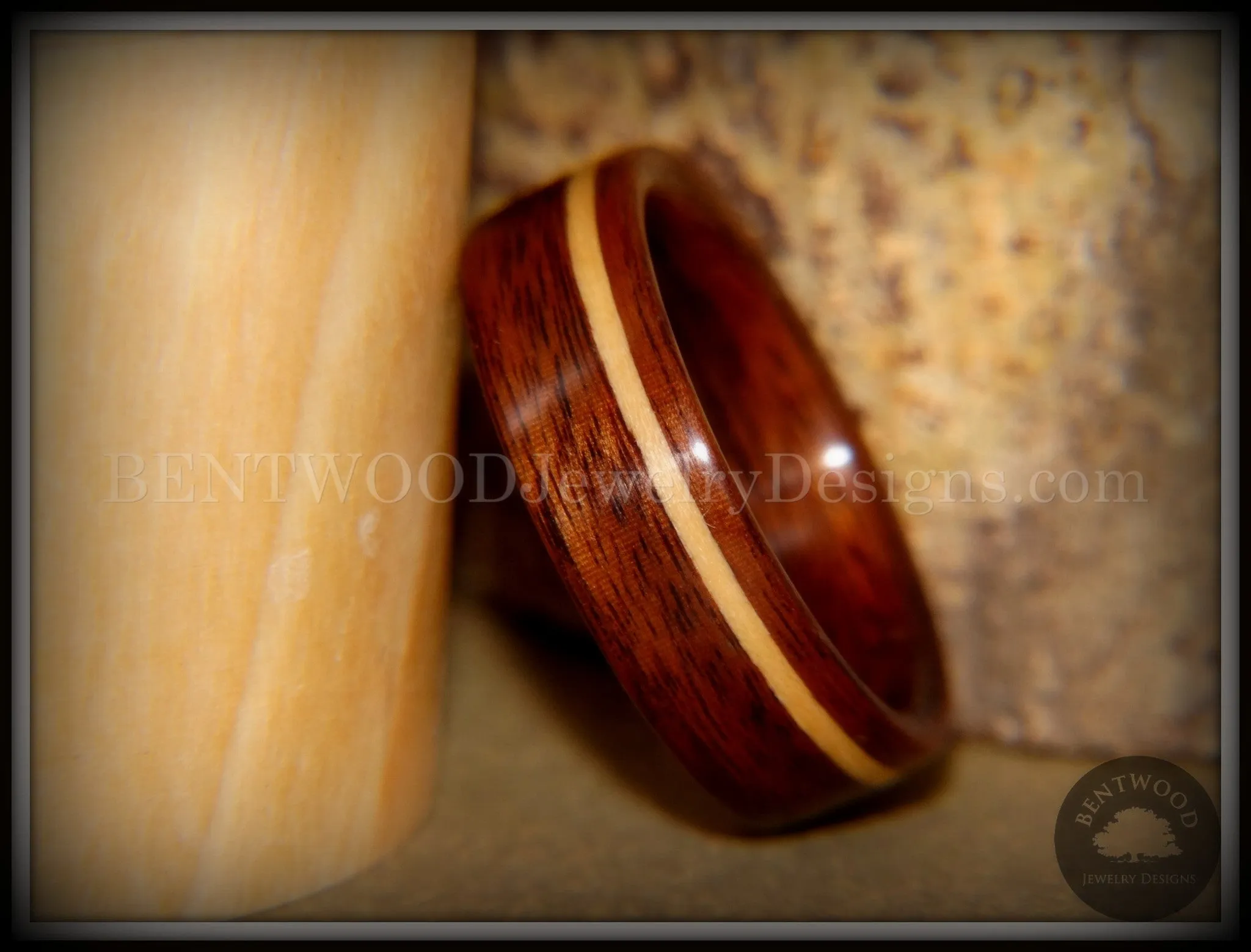 Bentwood Ring - S. American Rosewood with N. American Maple Inlay