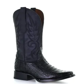 Black Caiman Square Toe Cowboy Boots