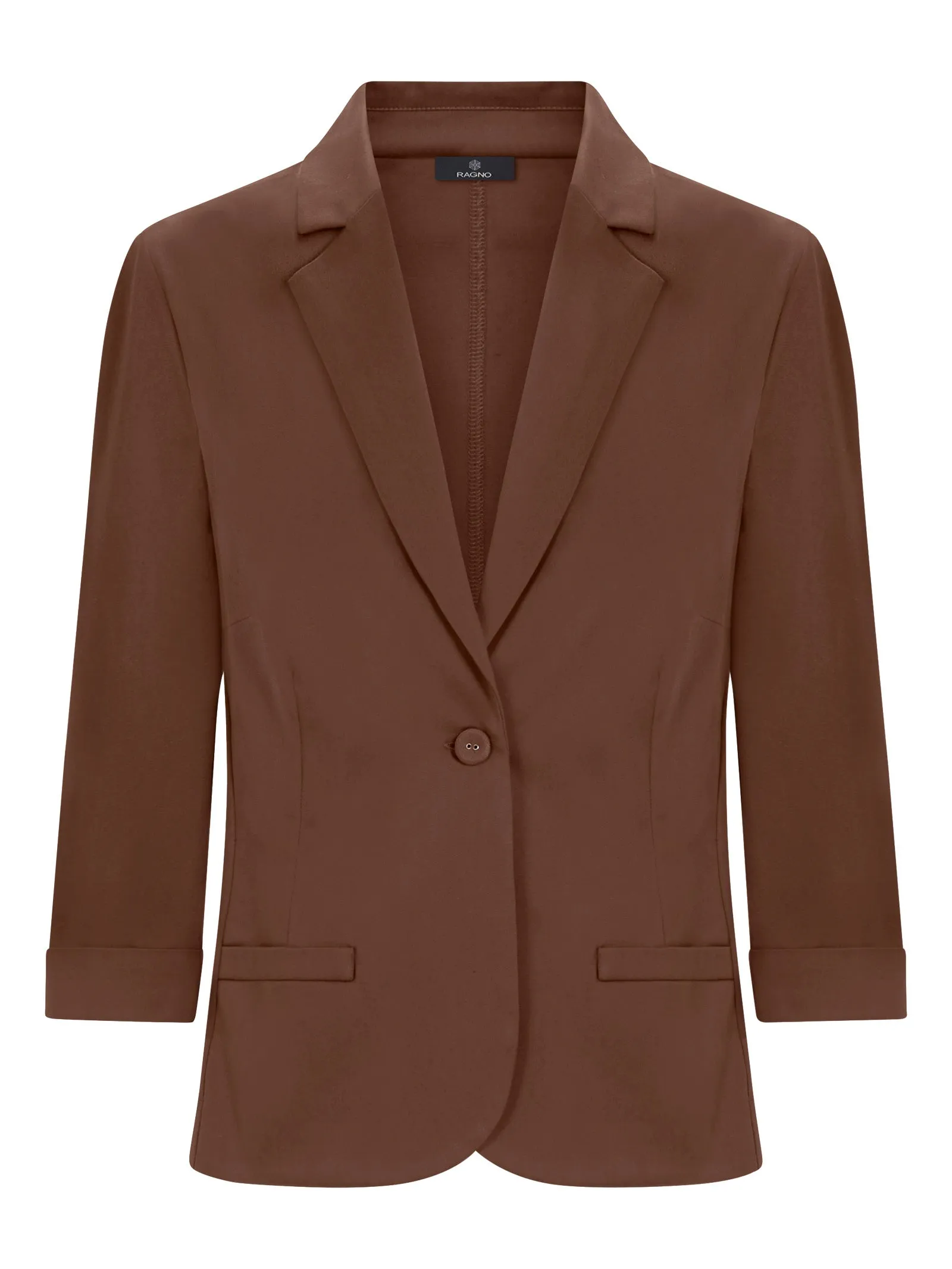 Blazer con manica 3/4 in Satin Power - Cappuccino