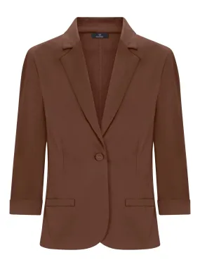 Blazer con manica 3/4 in Satin Power - Cappuccino