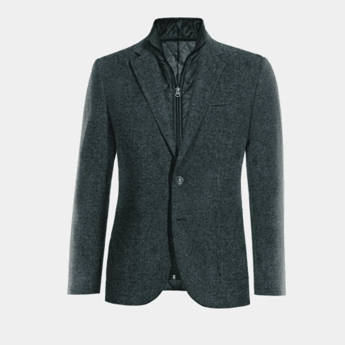 Blue donegal tweed limited Jacket with patched pockets with padded piece