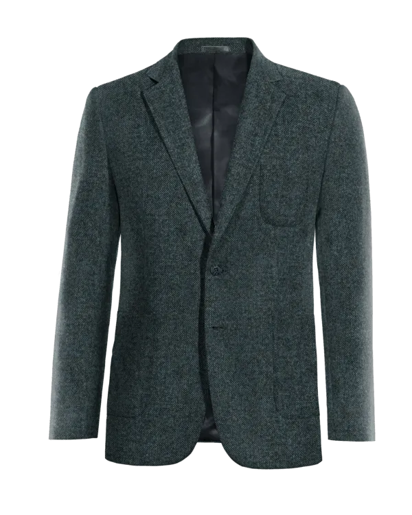 Blue donegal tweed limited Suit Jacket with patched pockets