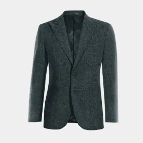 Blue donegal tweed peak lapel Jacket with patched pockets