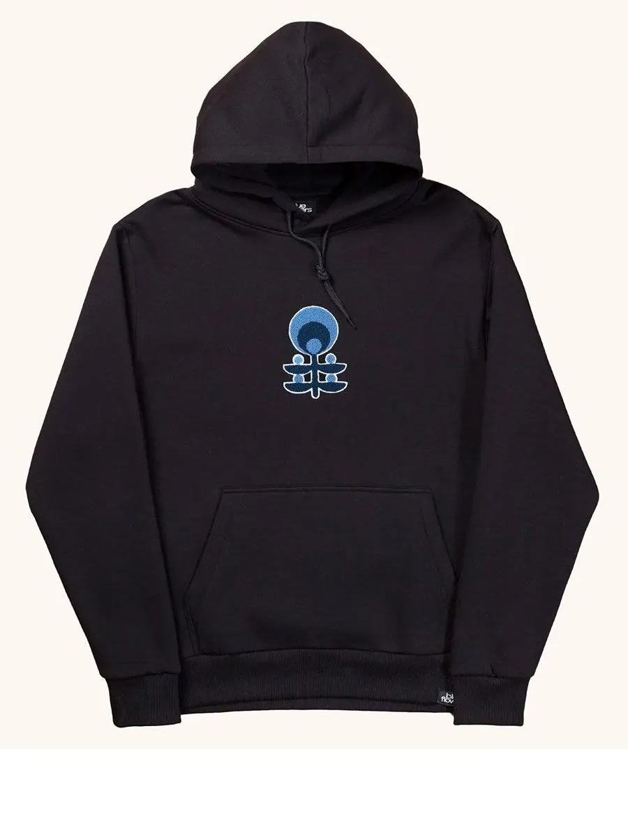 Blue Flowers Daisen Hoody - Black