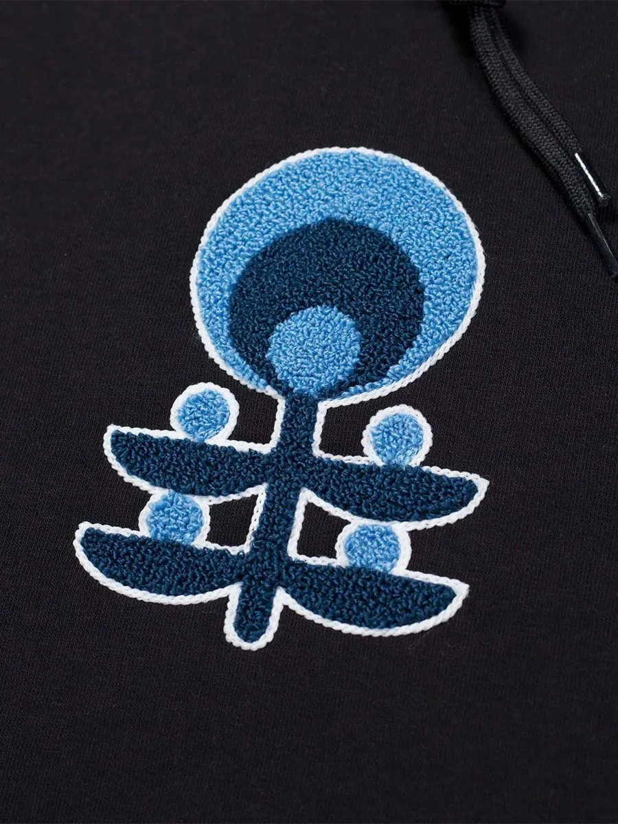 Blue Flowers Daisen Hoody - Black