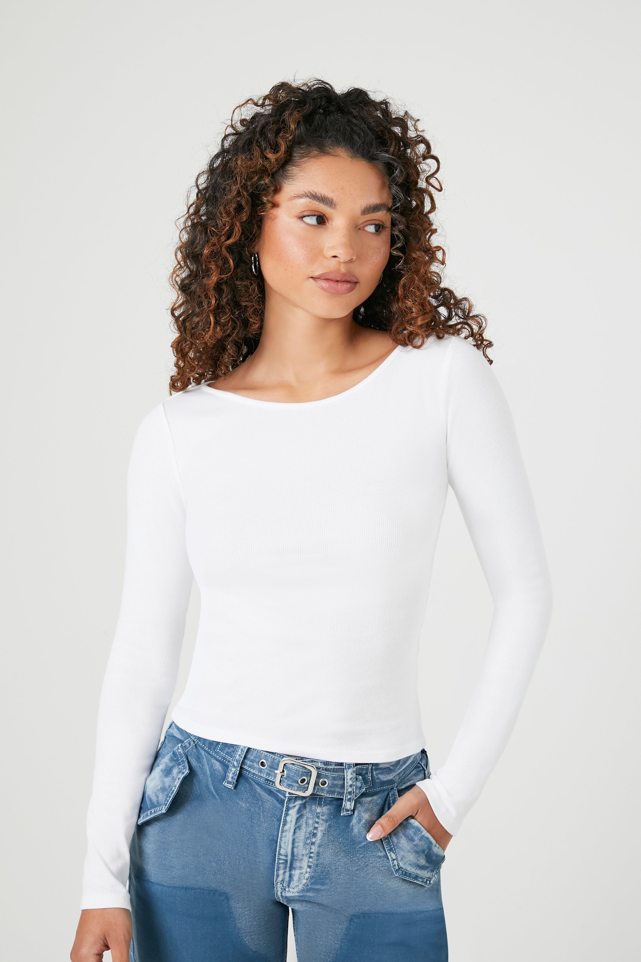 Boat Neck Long-Sleeve Top