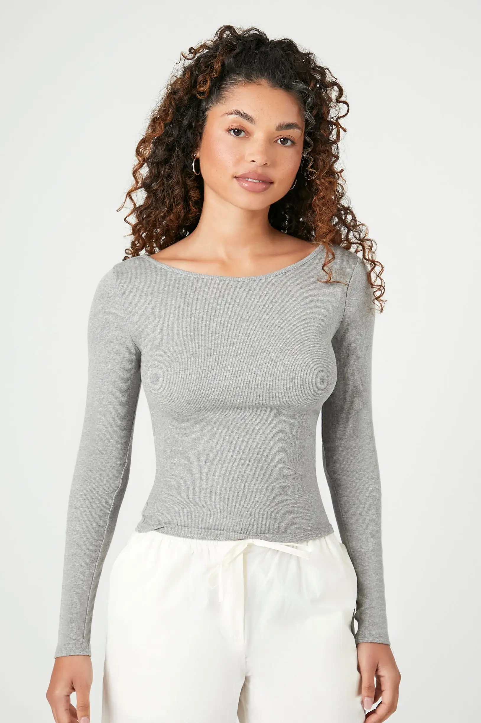 Boat Neck Long-Sleeve Top