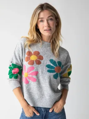 Boxy Intarsia Sweater - Ash Flower