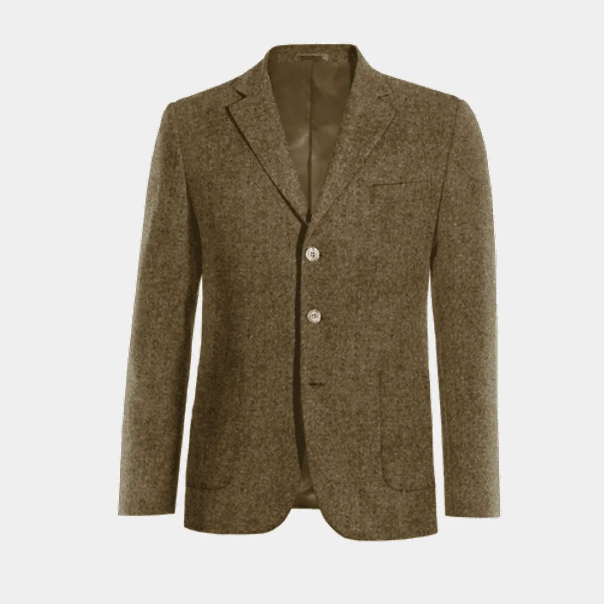 Brown donegal tweed essential 3 buttons Jacket with patched pockets