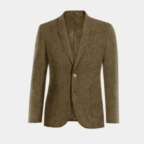 Brown donegal tweed rounded lapel Suit Jacket with patched pockets