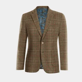 Brown prince of wales tweed limited Suit Jacket with patched pockets