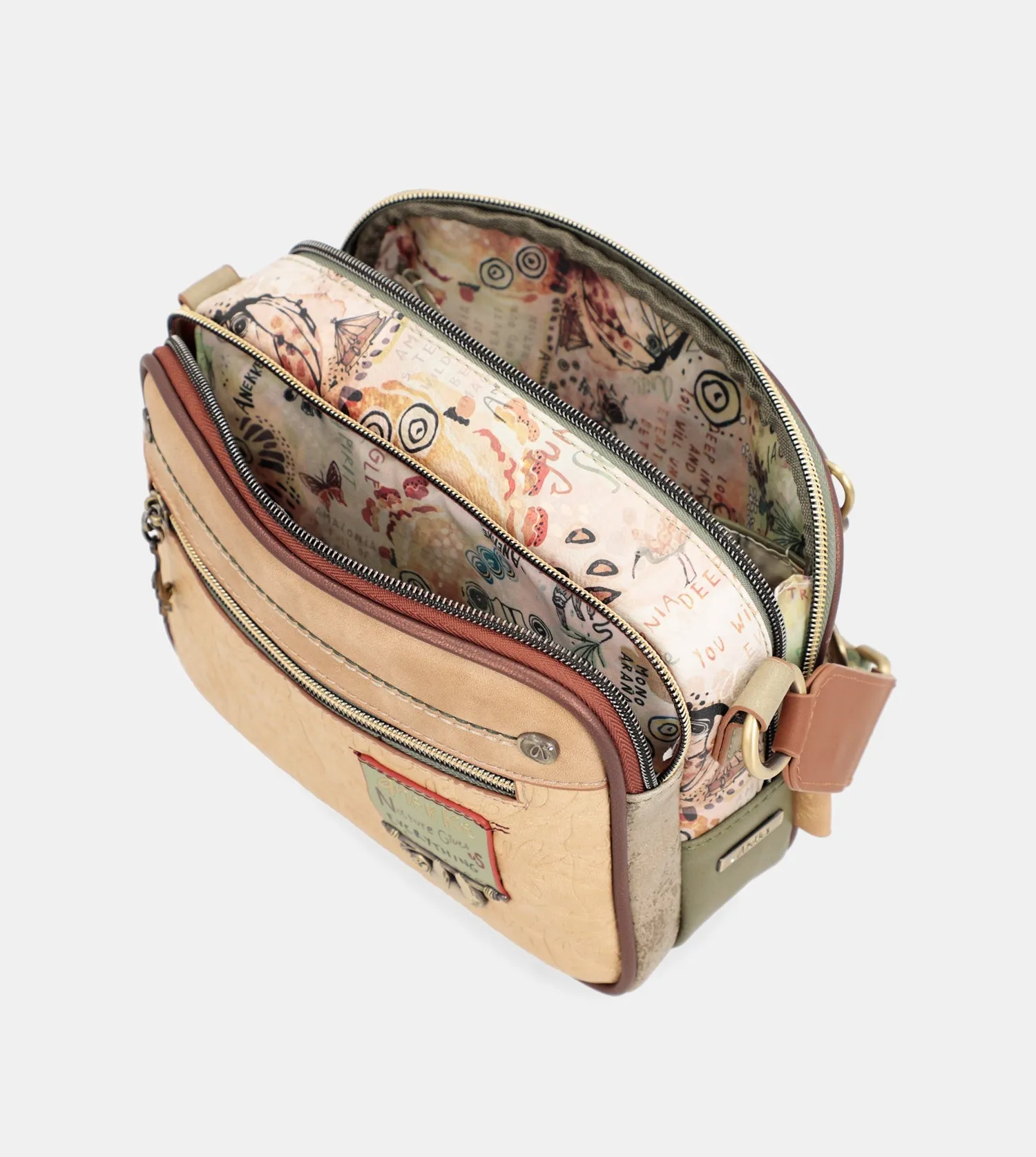 Butterfly crossbody bag with double compartments