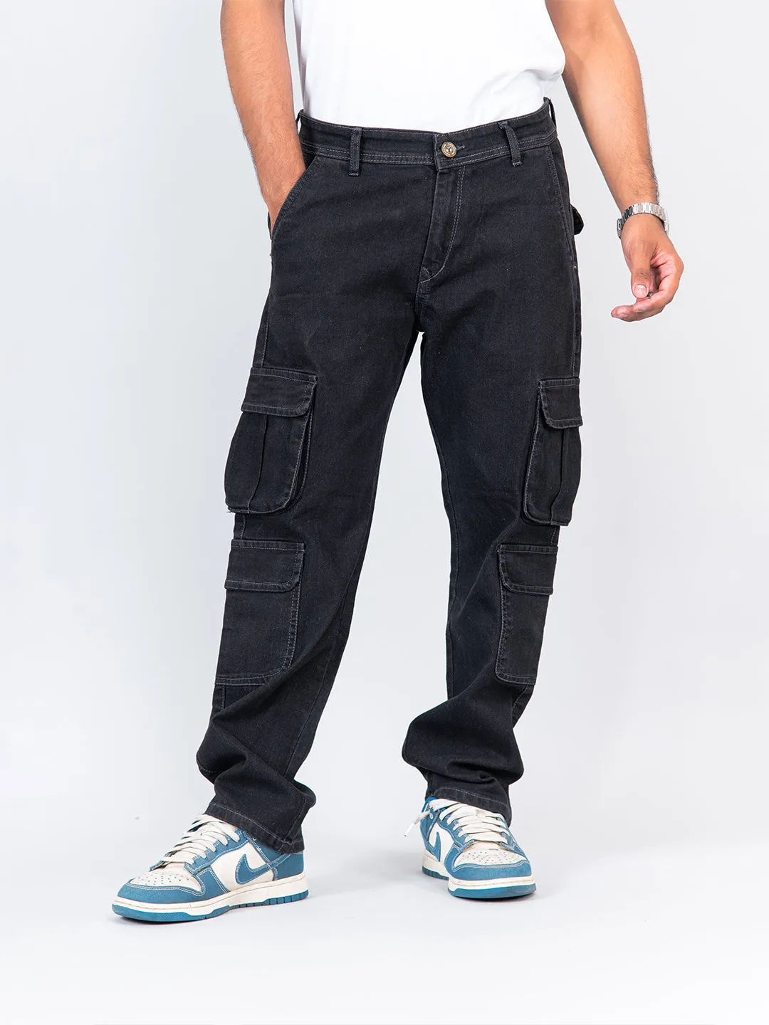 Carbon Black Cargo Jeans