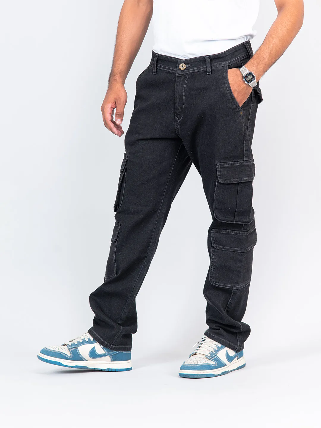 Carbon Black Cargo Jeans