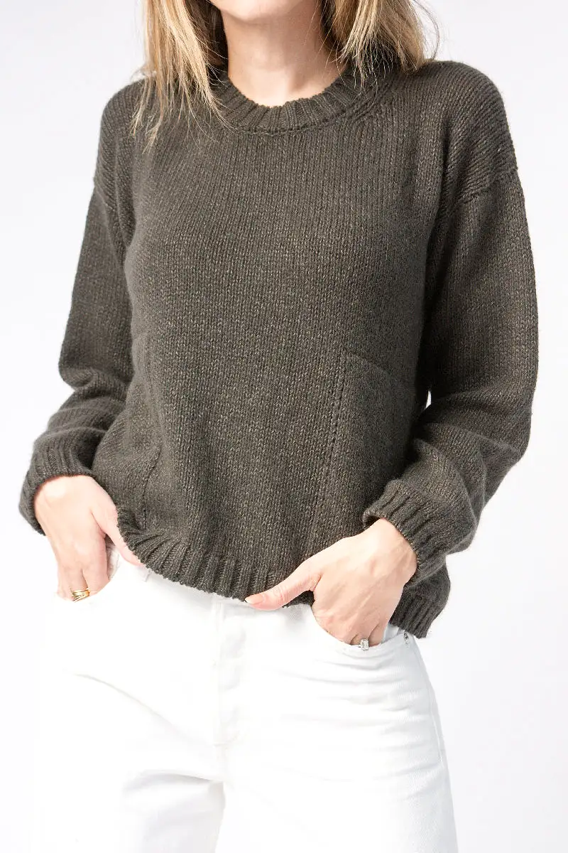 Cashmere Linen Sweater in Moss