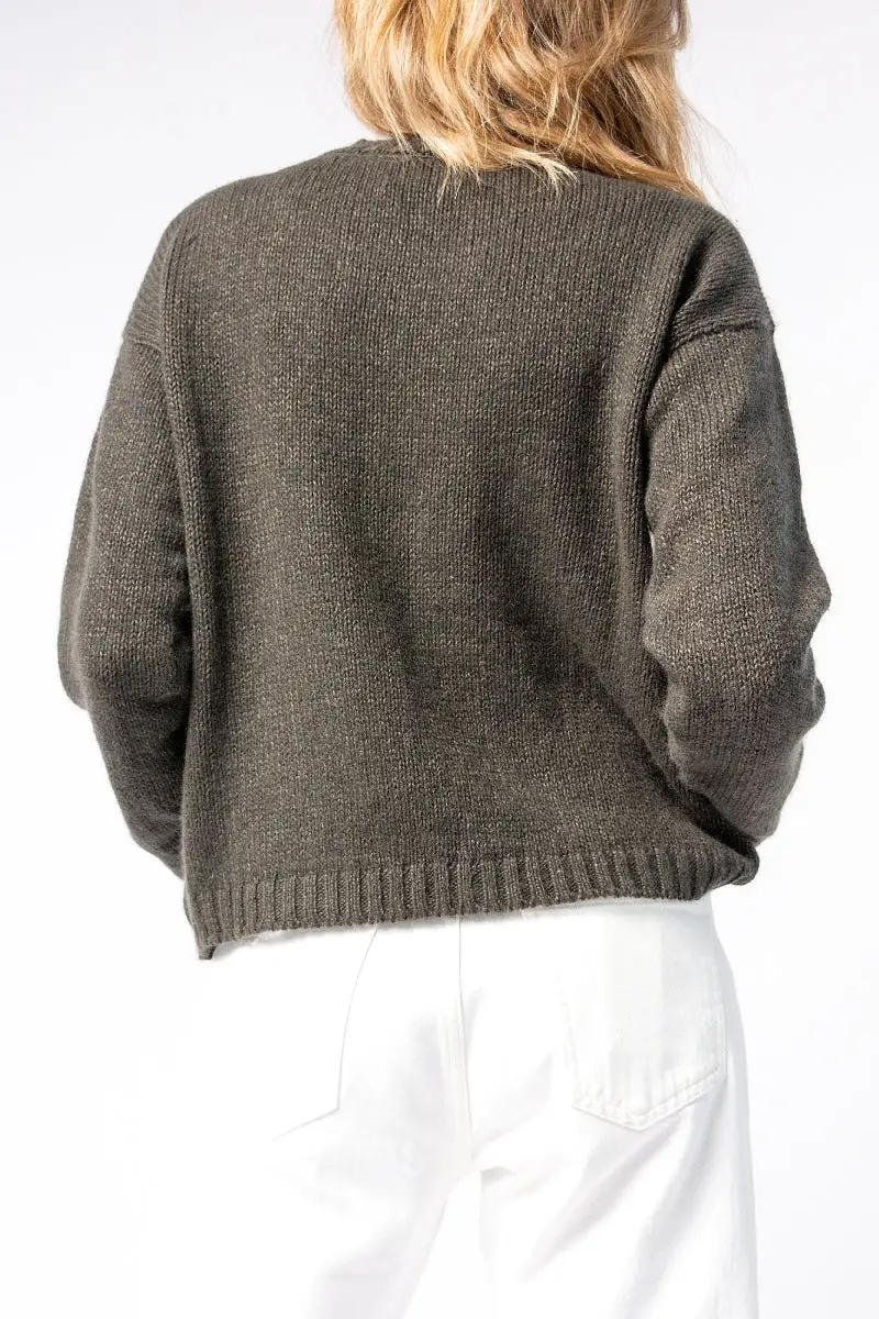 Cashmere Linen Sweater in Moss