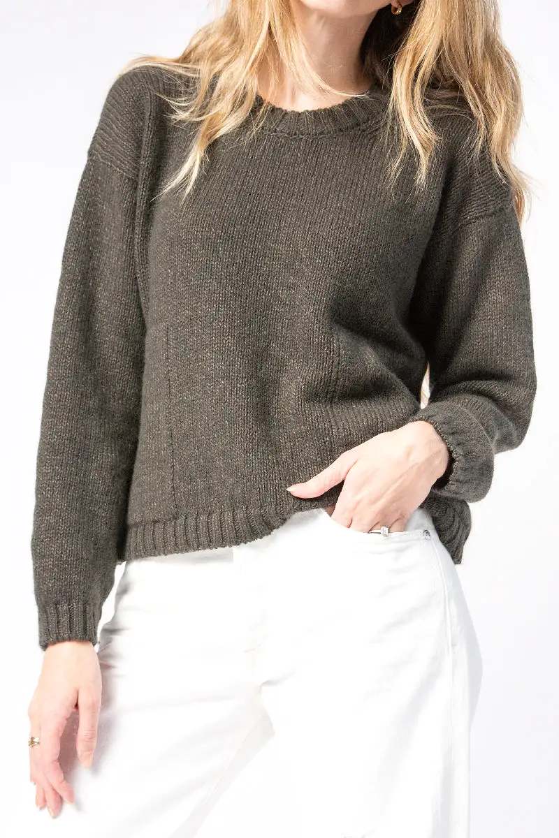 Cashmere Linen Sweater in Moss