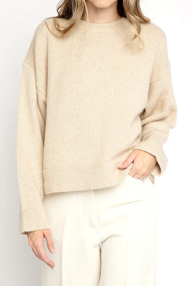 Cashmere Mohair Boxy Sweater in Miele