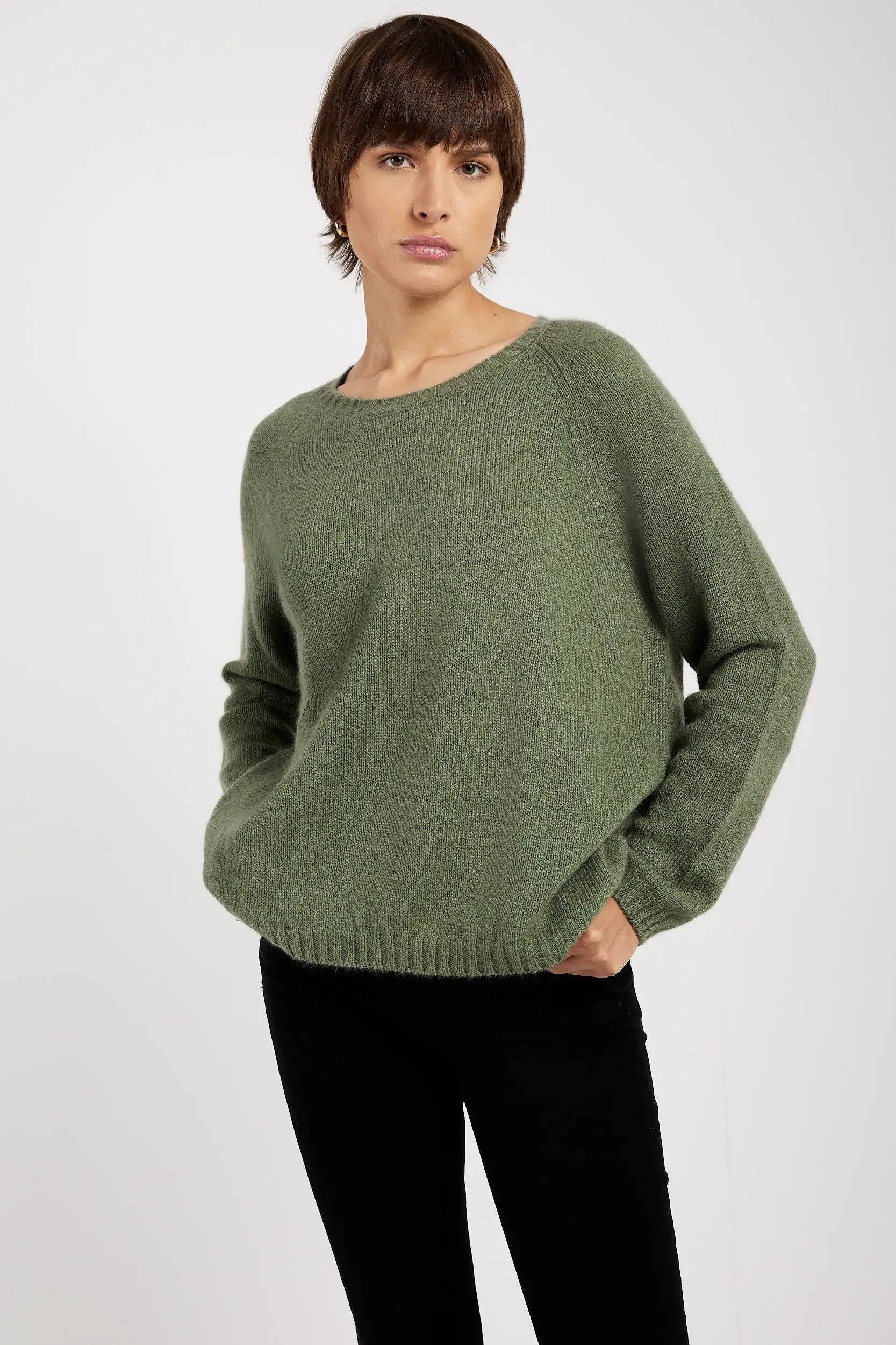 Cashmere Sweater in Pesto