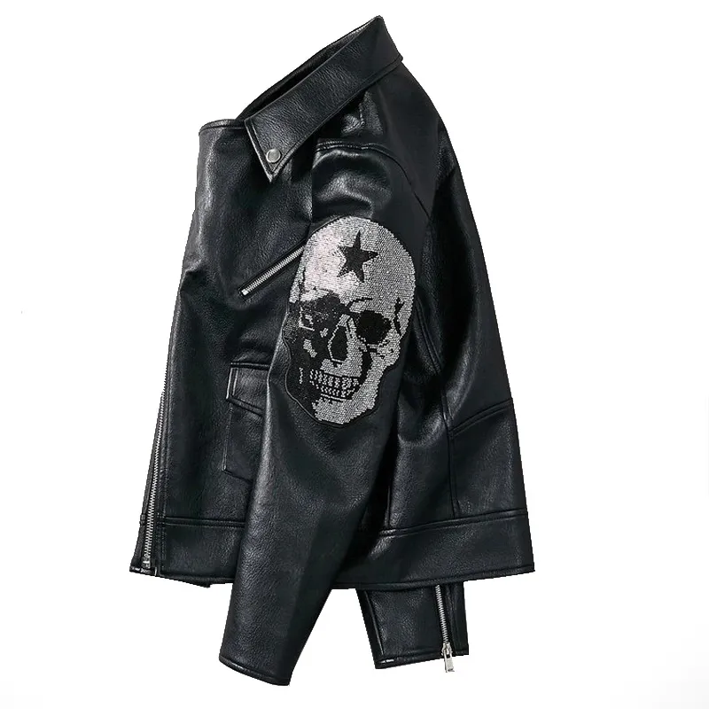 Casual Jacket Men with Skull on Sleeves / Male Motorcycle Jackets Rock Style