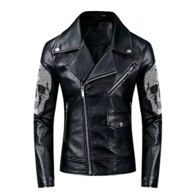 Casual Jacket Men with Skull on Sleeves / Male Motorcycle Jackets Rock Style