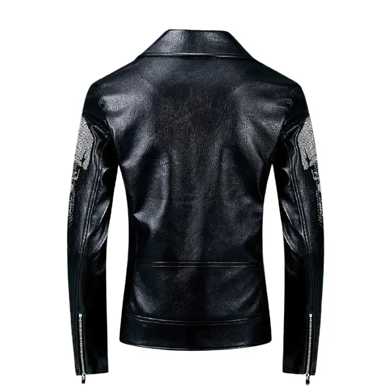 Casual Jacket Men with Skull on Sleeves / Male Motorcycle Jackets Rock Style