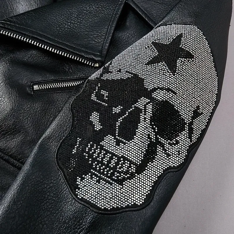 Casual Jacket Men with Skull on Sleeves / Male Motorcycle Jackets Rock Style