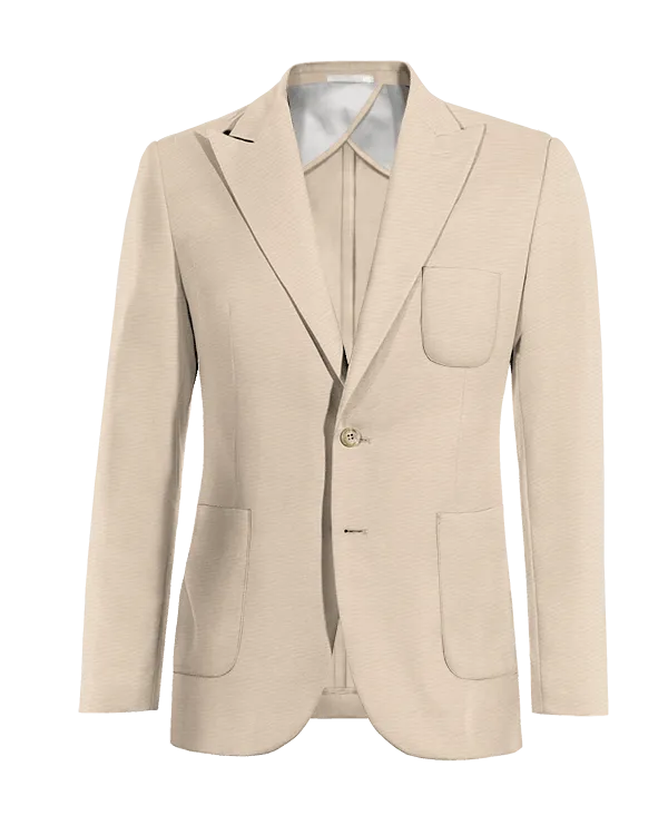 Champagne peak lapel essential unlined Jacket with patched pockets