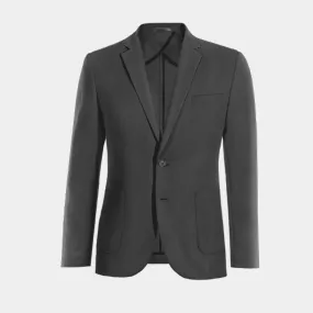 Charcoal slim fit unlined Jacket with patched pockets