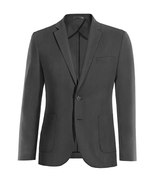 Charcoal slim fit unlined Jacket with patched pockets