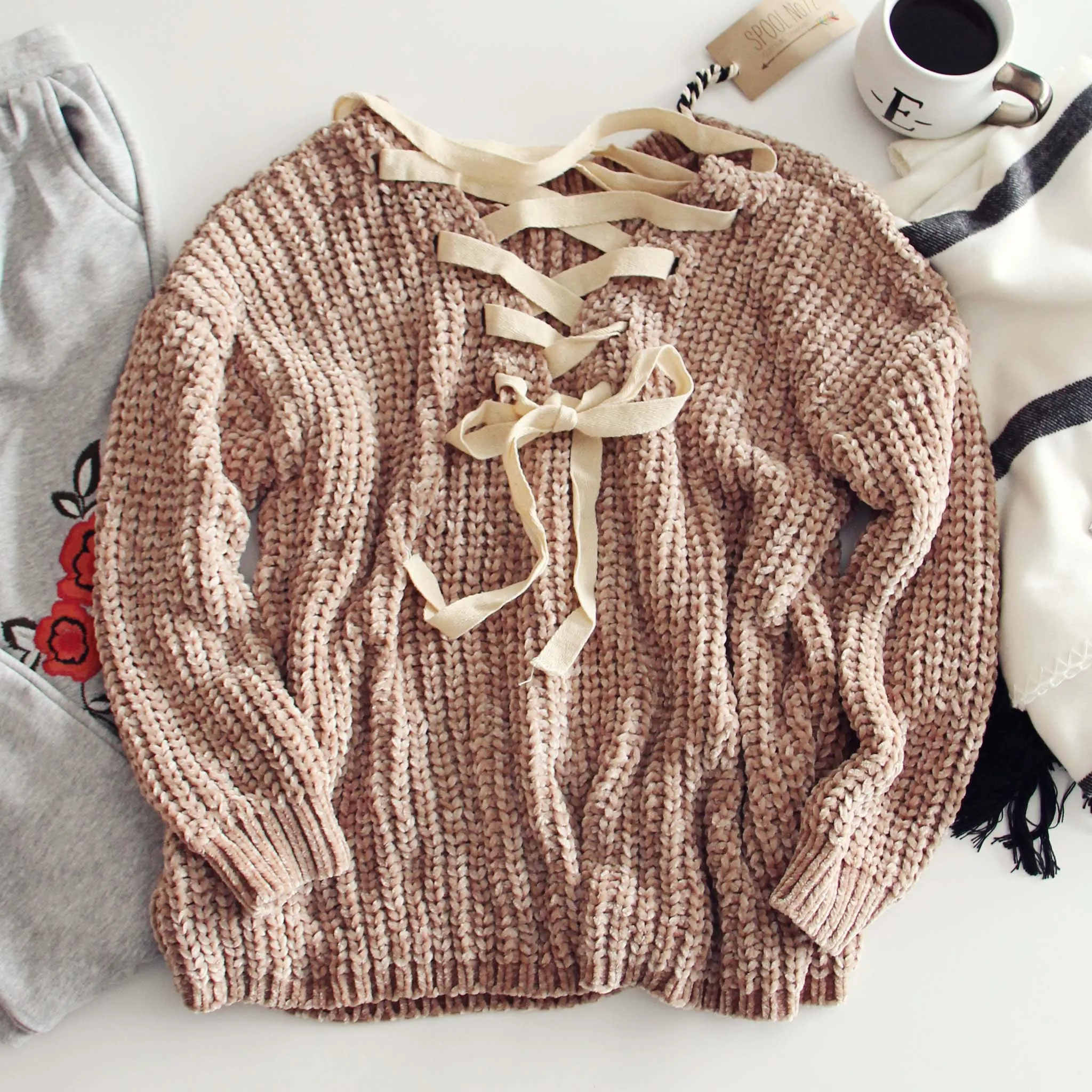 Chenille & Tie Sweater