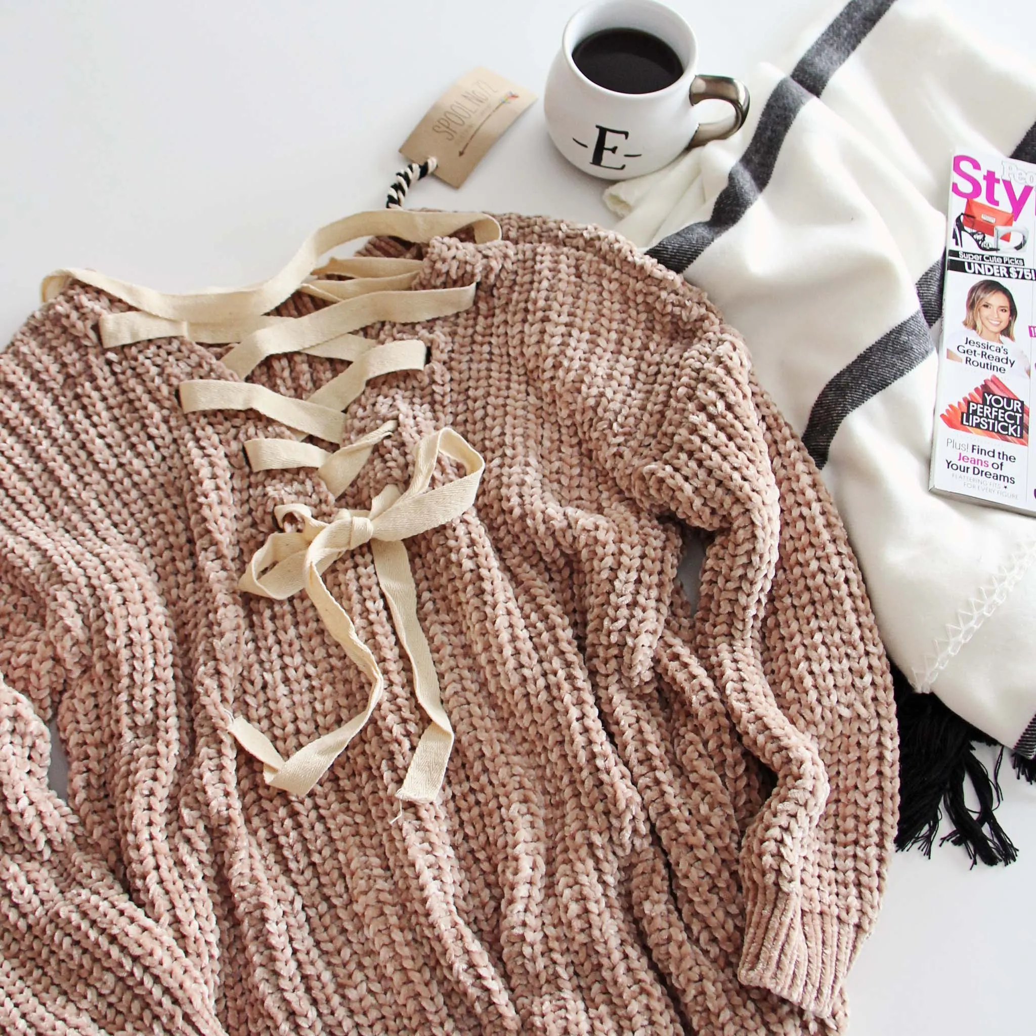 Chenille & Tie Sweater