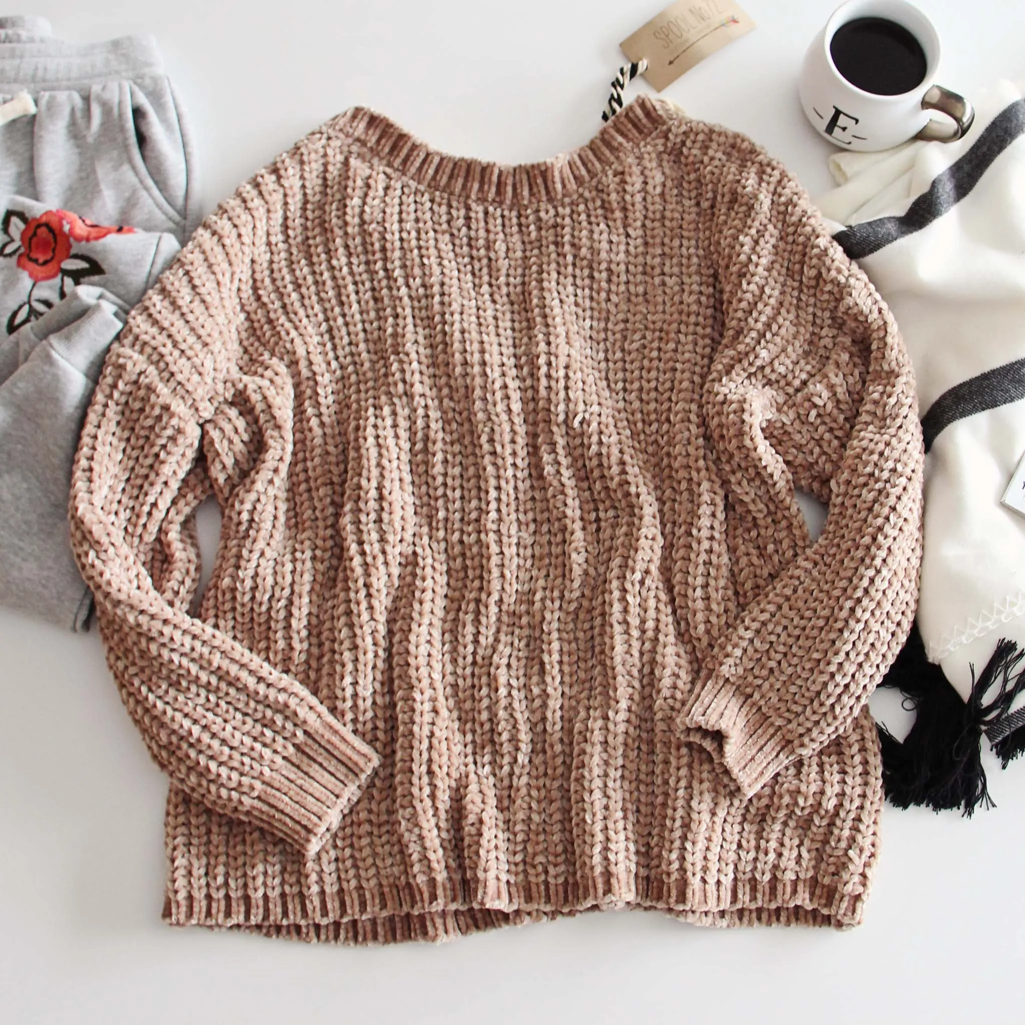 Chenille & Tie Sweater