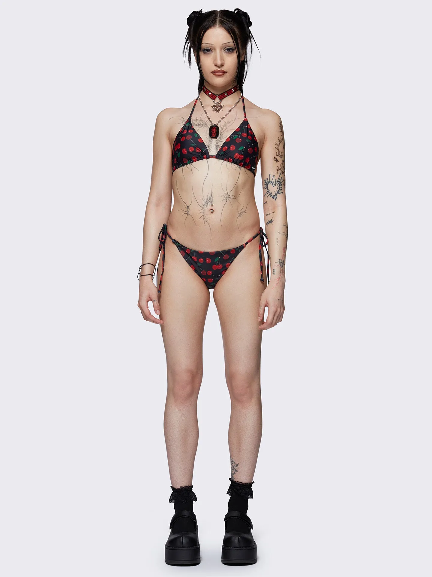 Cherry Bomb Tie Side Bikini Bottoms