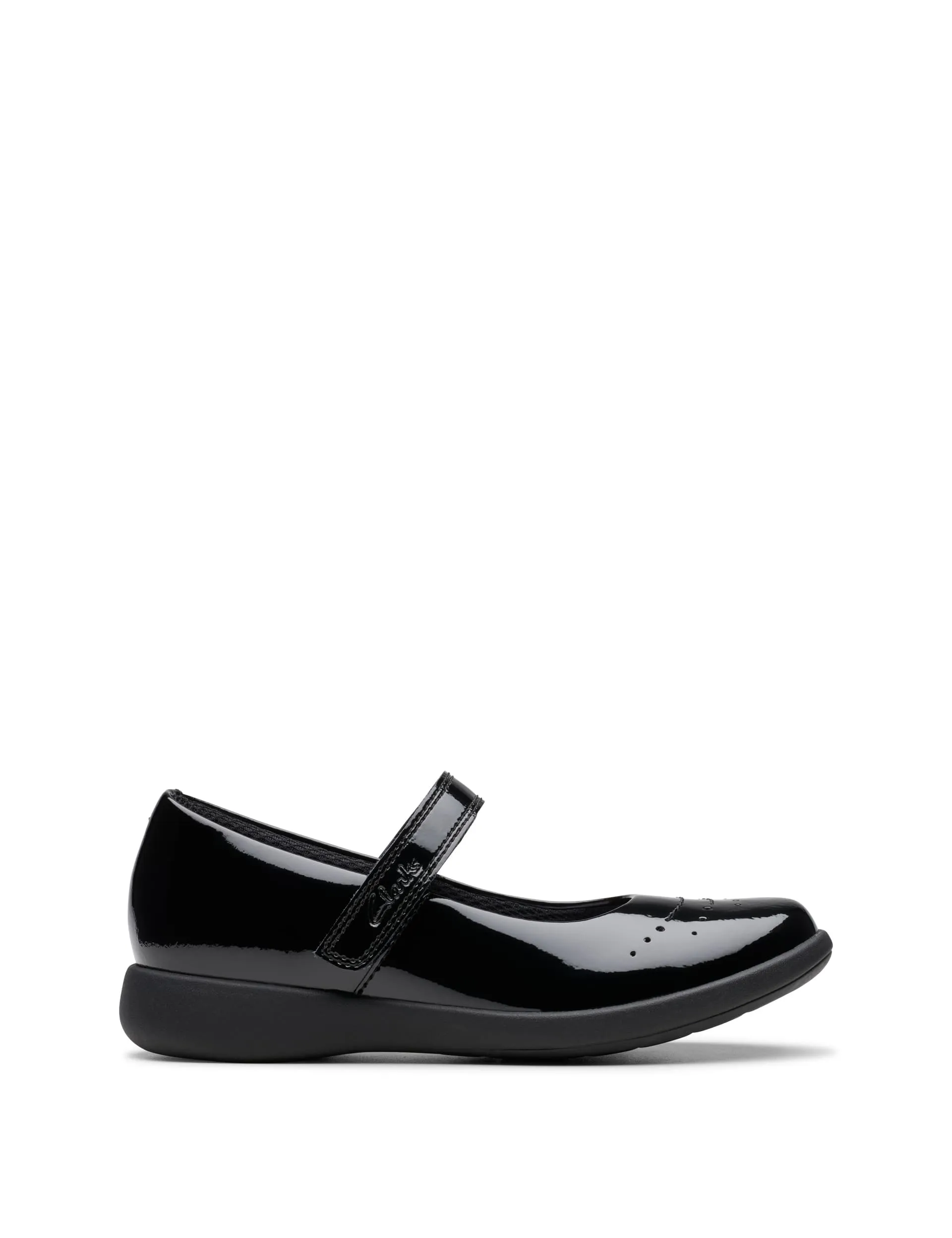 Clarks Girls' Patent Leather Riptape Mary Jane Shoes (10 Small - 2.5 Large) - 13.5SG - Black, Black